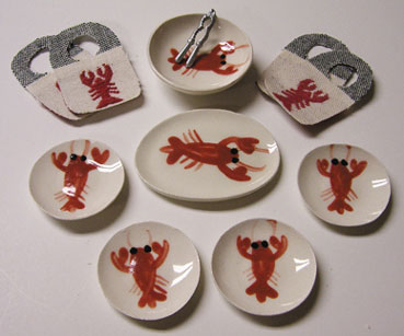 Dollhouse Miniature Lobster Dinner Set